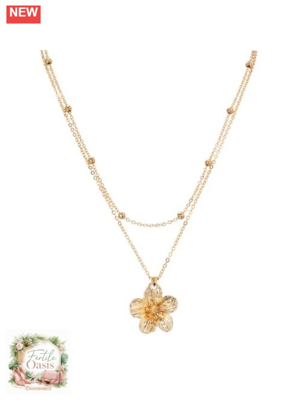 Flower Pendant Necklace for Women Layered Dainty Chain Statement Jewelry